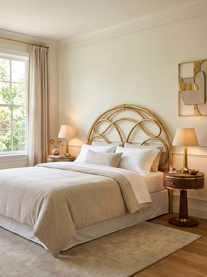 Curved Brass Headboard - 30 bedroom metal headboards