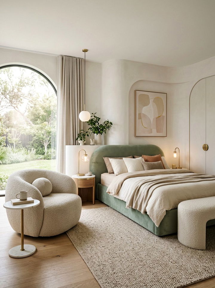 Curved furniture bedroom - 30 retro bedroom ideas