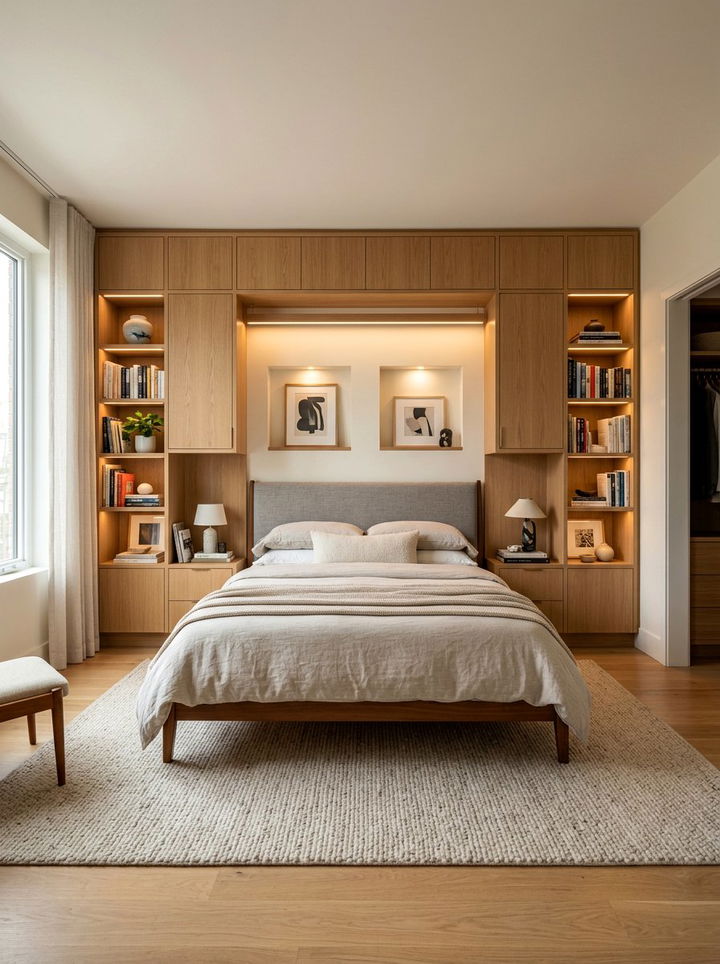 Custom Alcove Shelving - 30 bedroom creative storage ideas