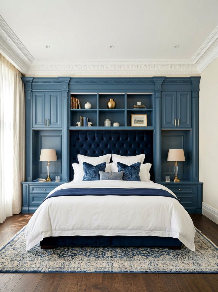 Custom Millwork Over Bed - 30 bedroom overhead storage ideas