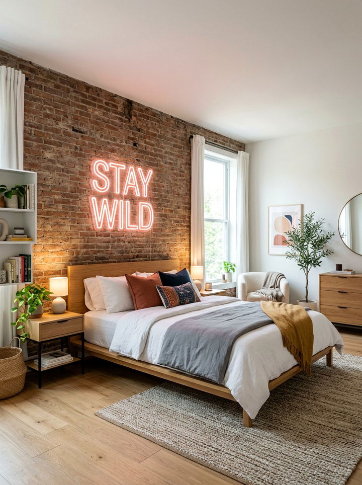 Custom Neon Wall Sign - 30 bedroom ambient lighting ideas