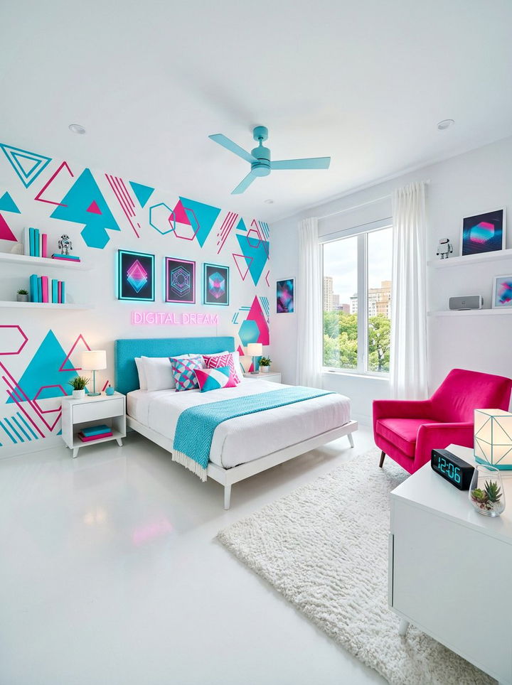 Cyan and hot pink bedroom - 30 pink and blue bedroom color combo