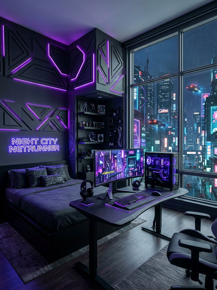 Cyberpunk Aesthetic Bedroom - 30 geek bedroom ideas