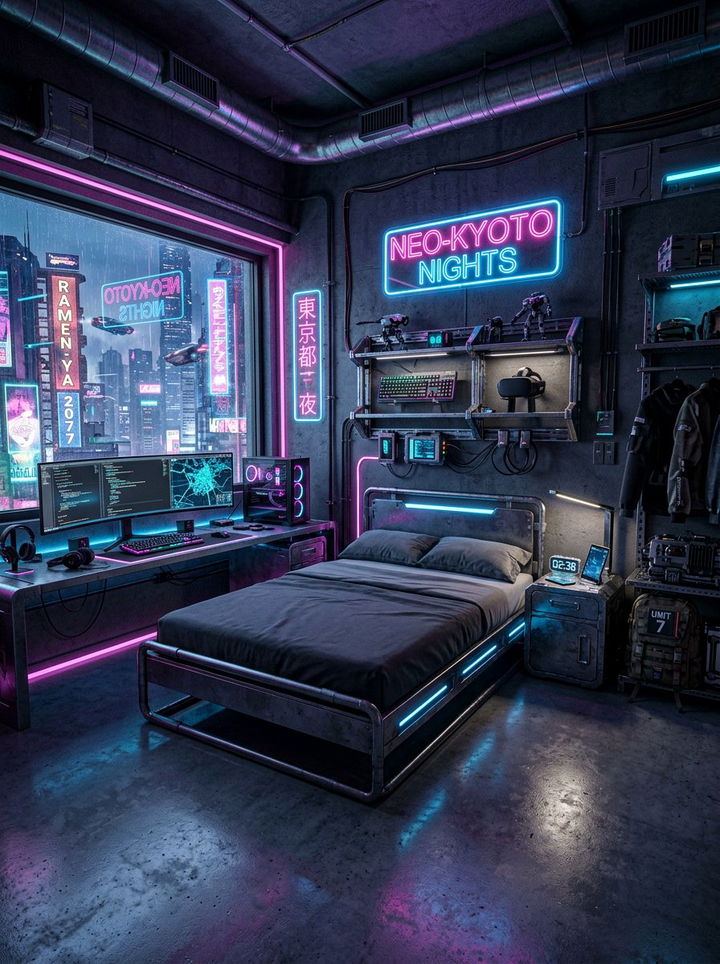 Cyberpunk Bedroom Aesthetic - 30 neon pink bedroom ideas