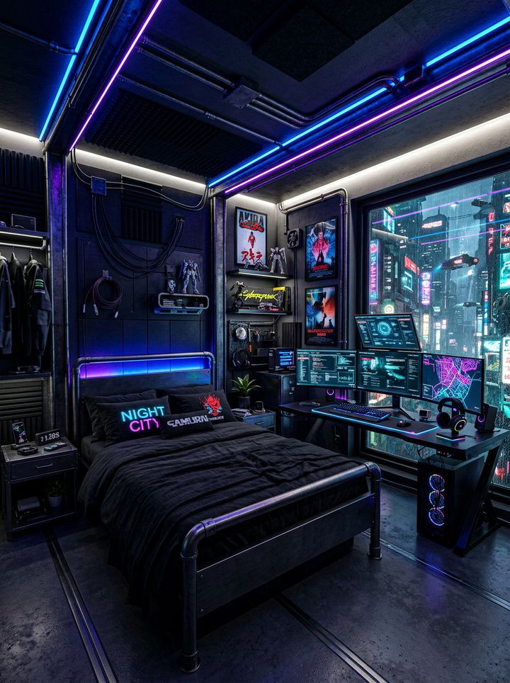 Cyberpunk Bedroom - 30 anime bedroom ideas