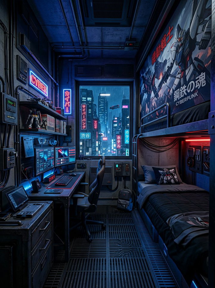 Cyberpunk Manga Bedroom - 30 manga bedroom ideas