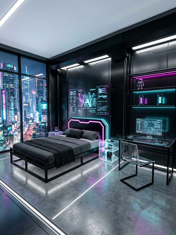 Cyberpunk bedroom - 30 nerd bedroom ideas