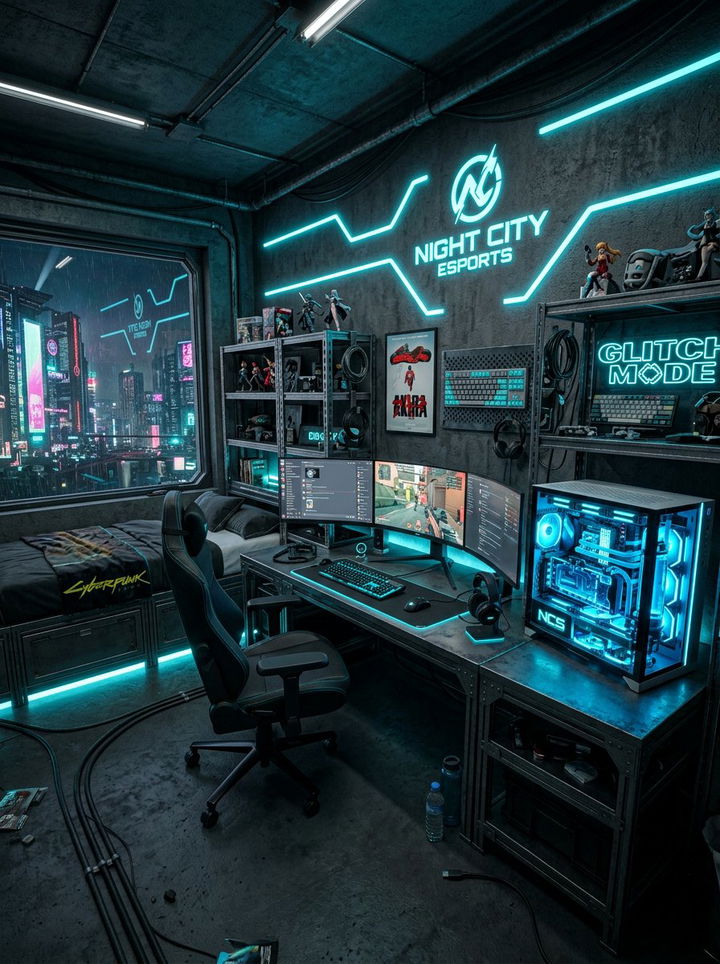 Cyberpunk esports bedroom - 30 esports bedroom ideas