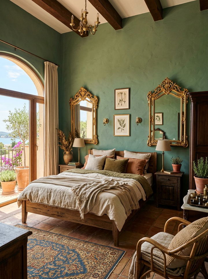 Cypress Green And Gold Mediterranean Bedroom - 30 green and gold bedroom color combo
