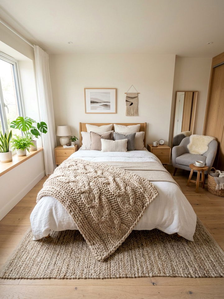 DIY Chunky Knit Blanket - 30 DIY bedroom decor ideas