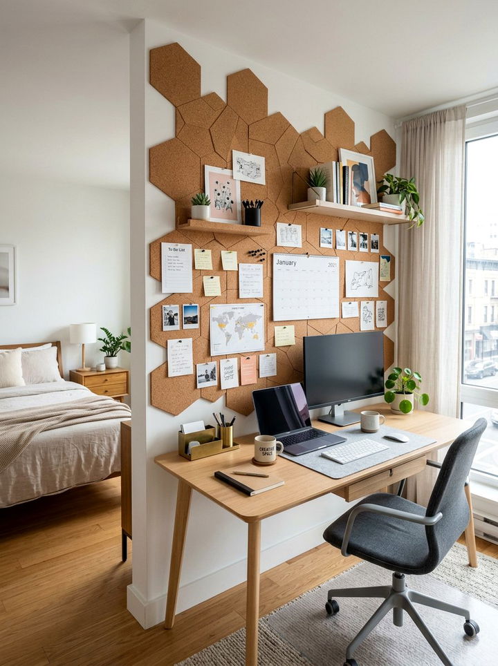 DIY Geometric Cork Board - 30 DIY bedroom decor ideas