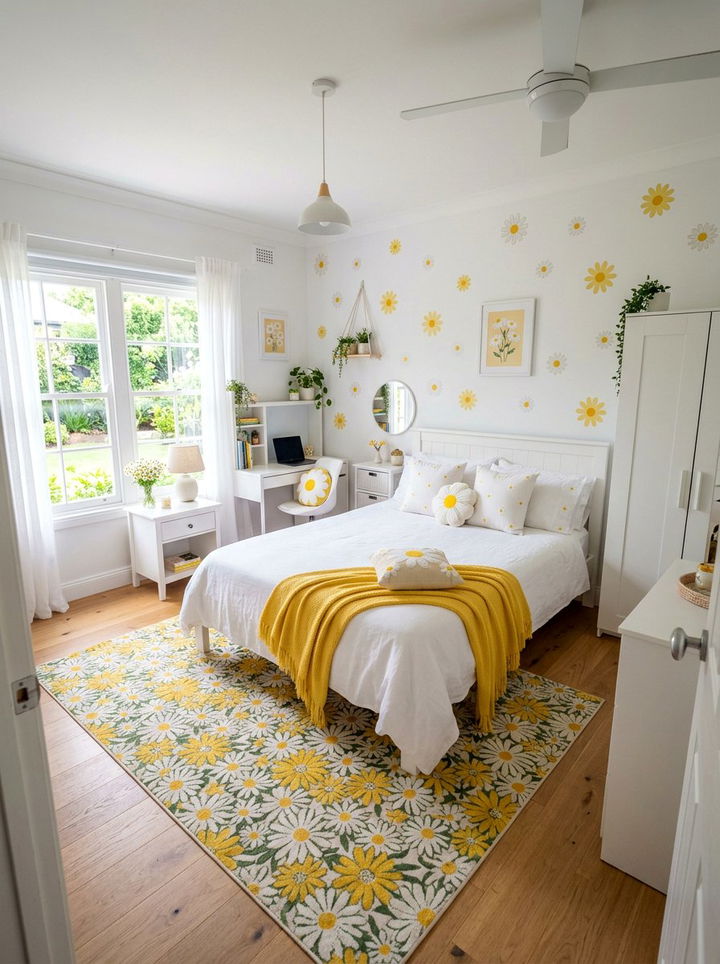 Daisy Theme Room - 30 floral themed bedroom ideas