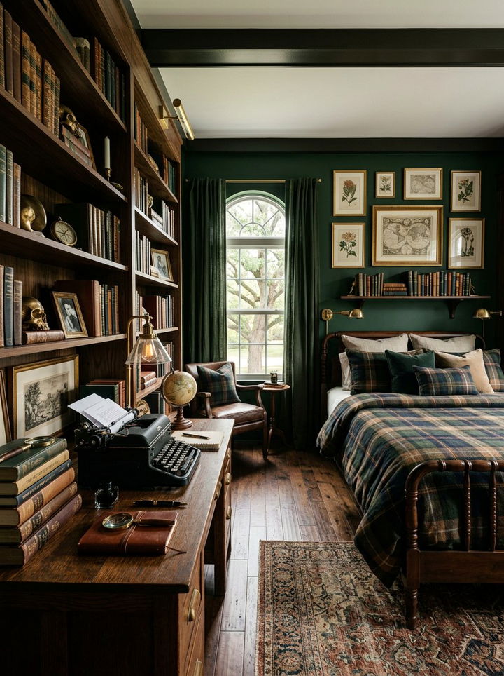 Dark Academia Bedroom - 30 cluttercore bedroom ideas