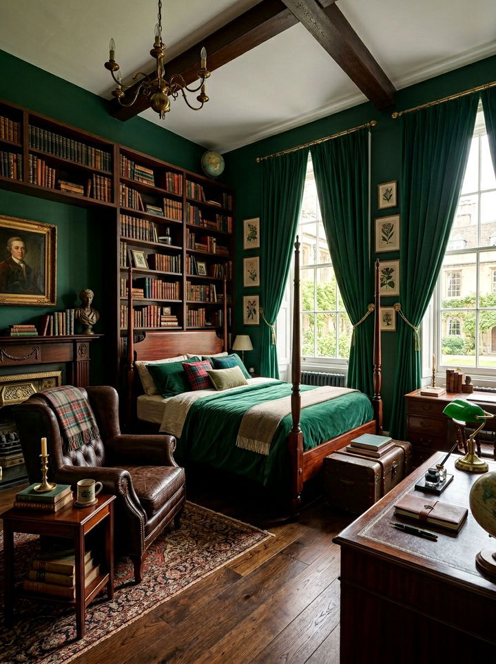 Dark Academic Emerald Bedroom - 30 emerald bedroom decor ideas