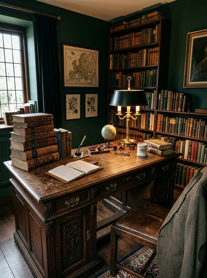 Dark Academy Desk - 30 bedroom study desk ideas