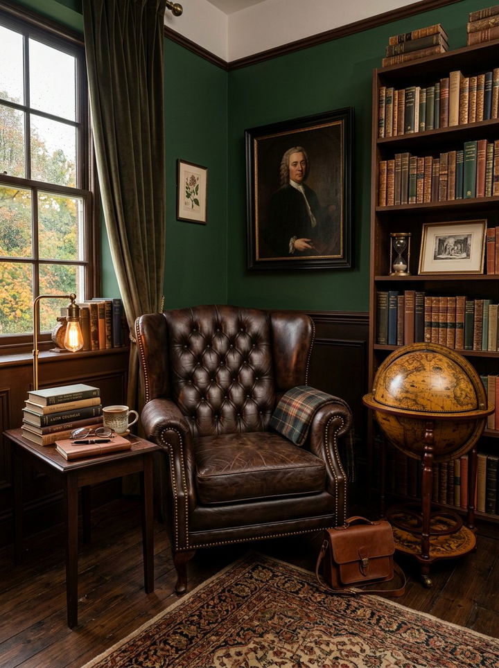 Dark Academy Style Reading Corner - 30 bedroom reading nook ideas