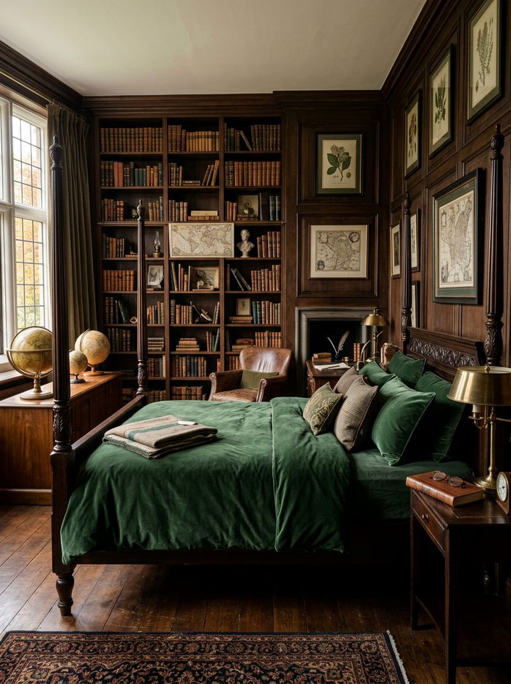 Dark Academy Theme - 30 bedroom bed styling ideas