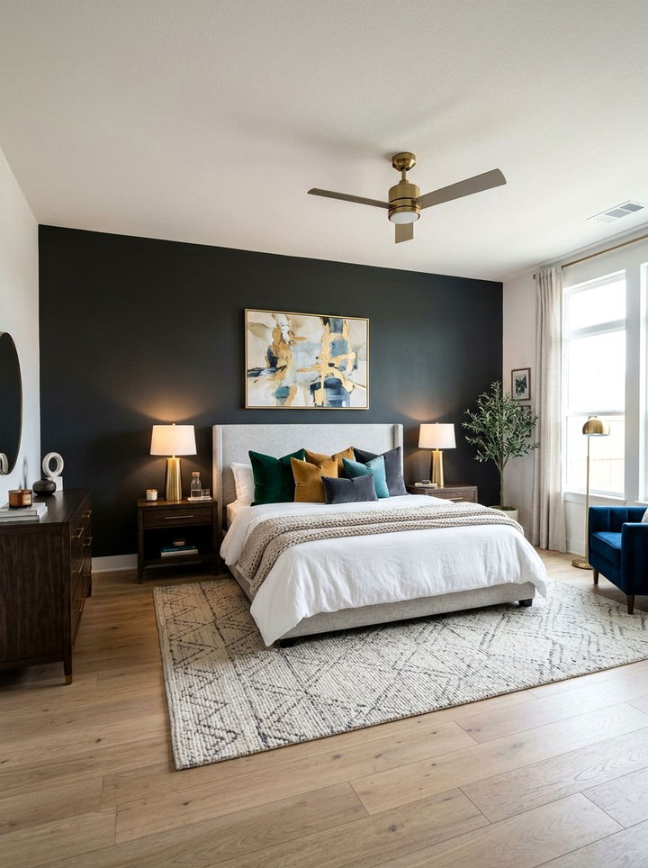 Dark Accent Bedroom - 30 townhouse bedroom ideas