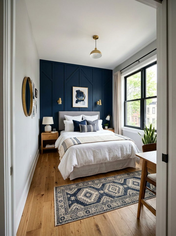 Dark Accent Wall - 30 narrow bedroom ideas