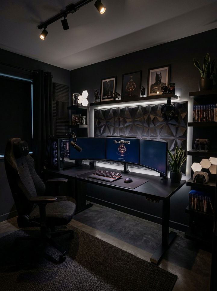 Dark Aesthetic Gaming Room - 30 gamer setup bedroom ideas