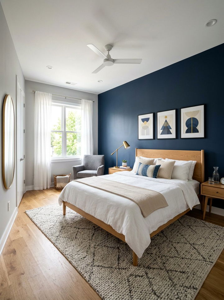 Dark Blue Accent Wall - 30 teenage boy bedroom ideas