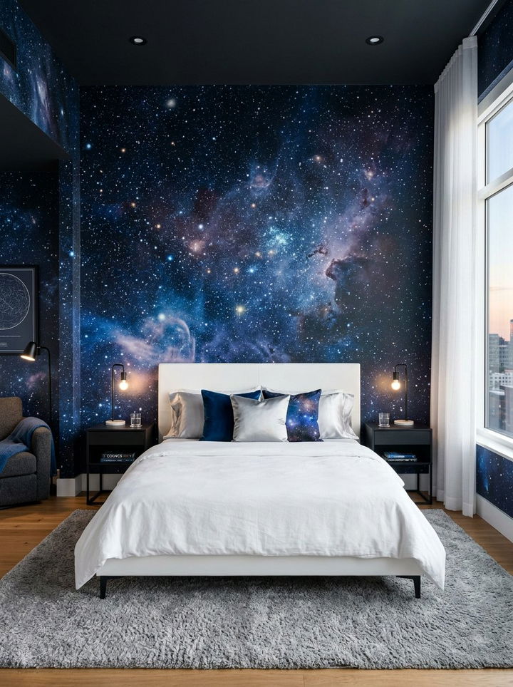 Dark Blue Galaxy Wallpaper - 30 galaxy bedroom ideas