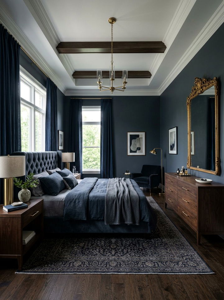 Dark Blue Gray Master Suite - 30 blue gray bedroom ideas