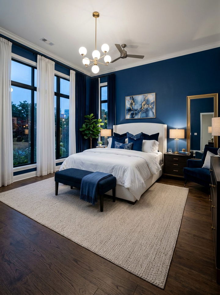 Dark Blue Master Bedroom Suite - 30 sapphire bedroom ideas