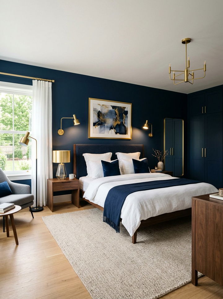 Dark Blue Master Suite - 30 scandinavian blue bedroom ideas