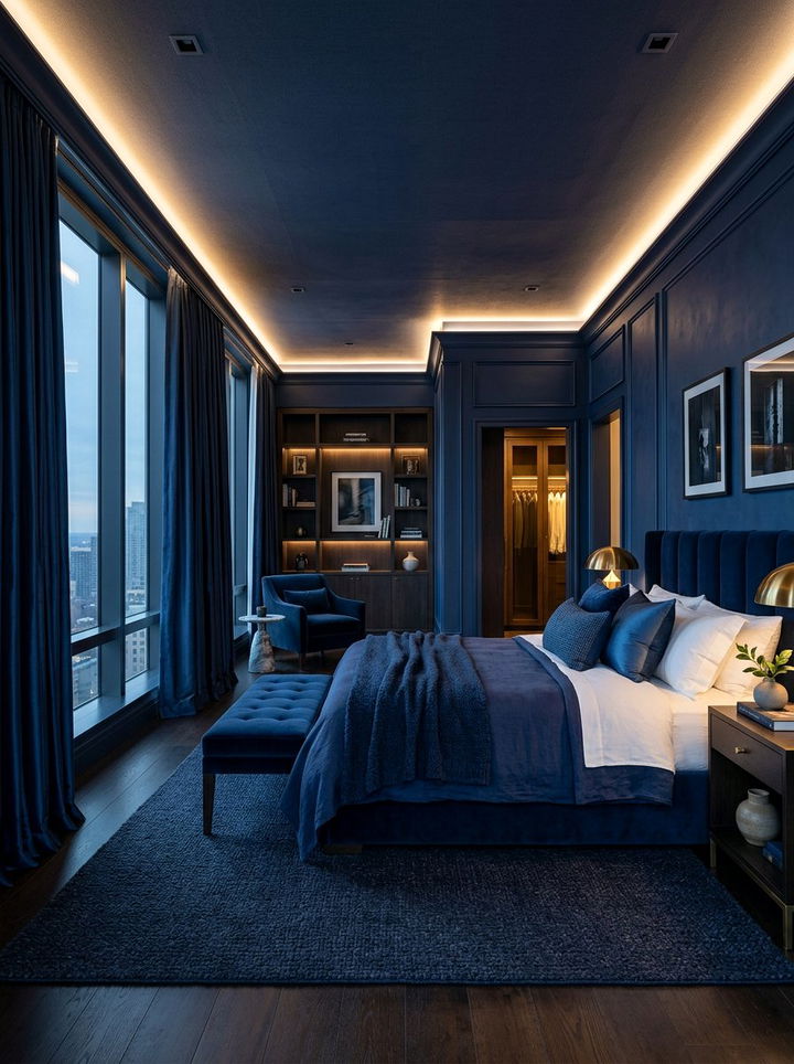 Dark Blue Master Suite - 30 indigo bedroom ideas