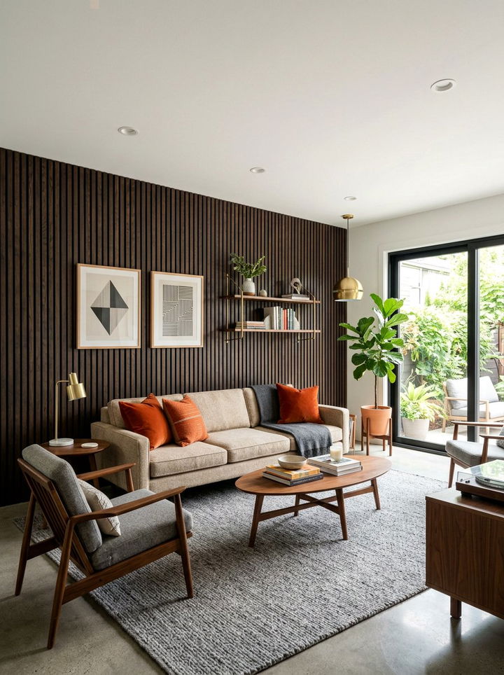 Dark Brown Slat Wall - 30 dark bedroom accent wall ideas