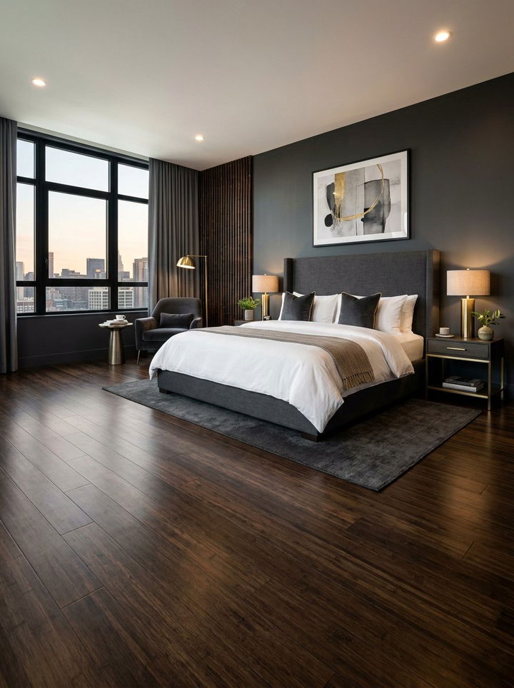 Dark Carbonized Bamboo Bedroom - 30 bedroom bamboo flooring ideas