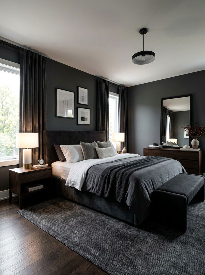 Dark Charcoal Bedroom - 30 grey bedroom ideas