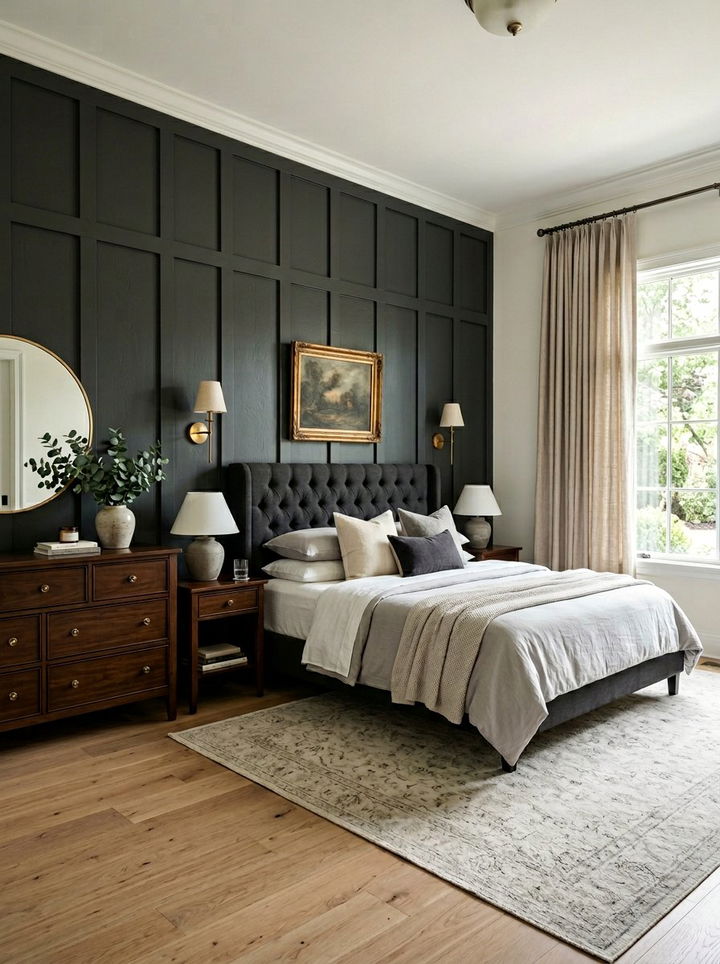 Dark Charcoal Board And Batten - 30 charcoal accent wall bedroom