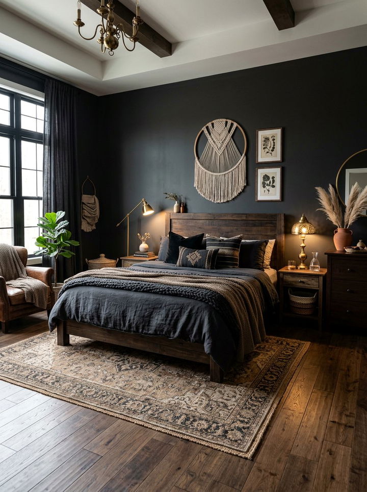 Dark Charcoal Bohemian Bedroom - 30 bohemian grey bedroom ideas