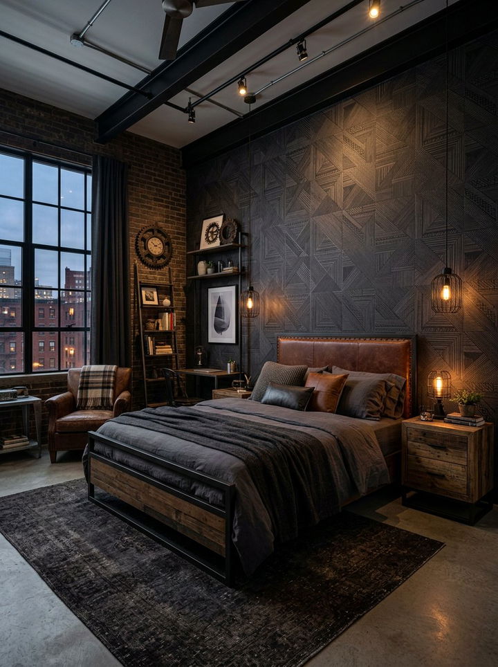 Dark Charcoal Geometric Wallpaper - 30 bedroom geometric wallpapers