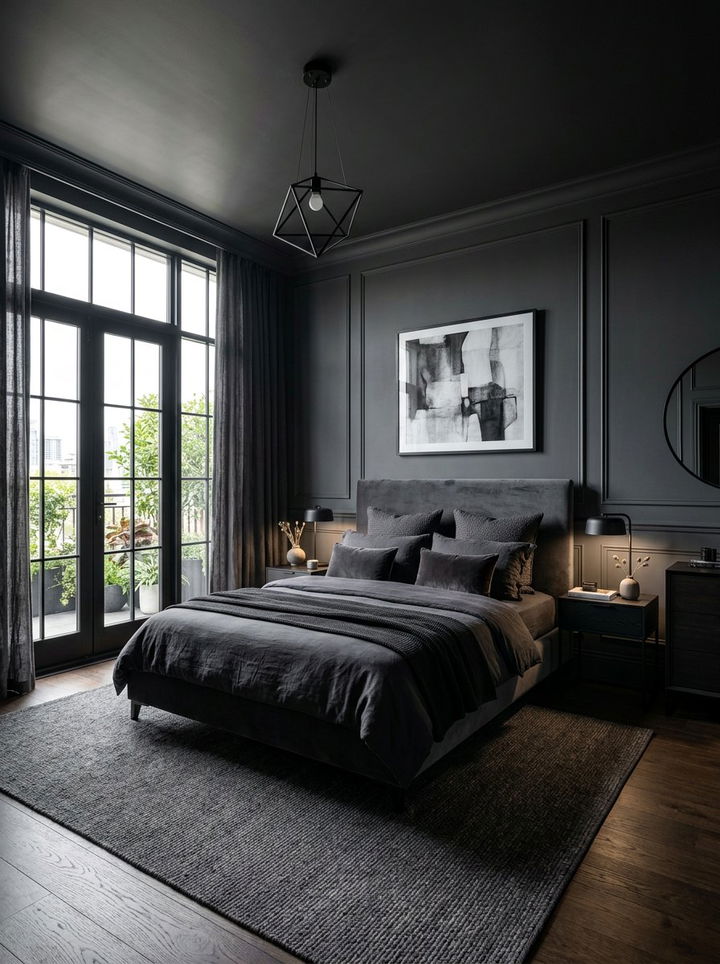 Dark Charcoal Grey Bedroom - 30 grey bedroom decor ideas