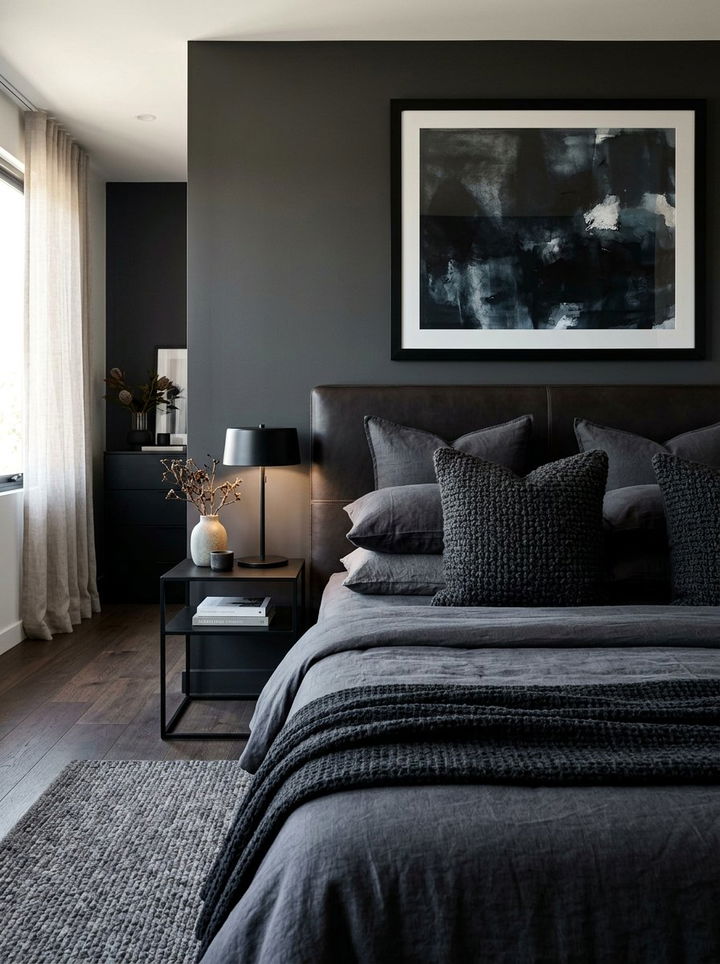 Dark Charcoal Textured Pillow - 30 bedroom throw pillows