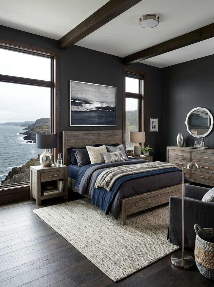 Dark Coastal Bedroom - 30 coastal black bedroom ideas