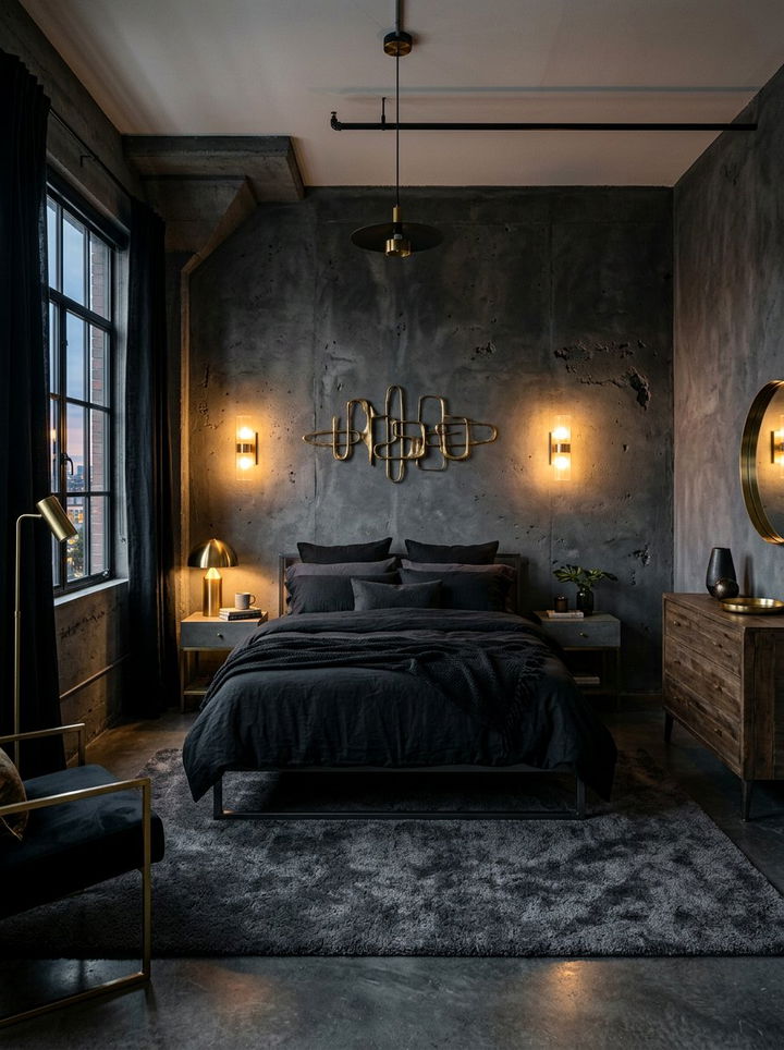 Dark Concrete Decor - 30 concrete bedroom ideas