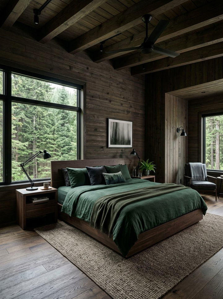 Dark Forest Wood Bedroom - 30 dark color bedroom ideas