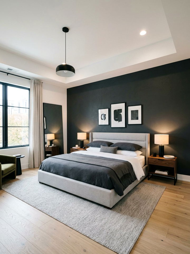Dark Gray Accent Wall Bedroom - 30 minimalist gray bedroom ideas