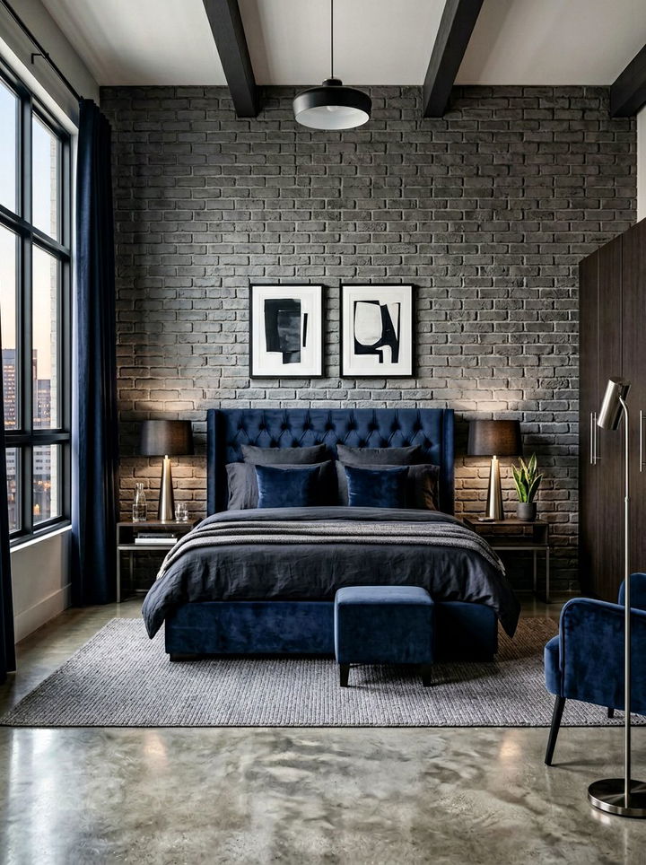 Dark Gray Brick Wall - 30 exposed brick bedroom ideas