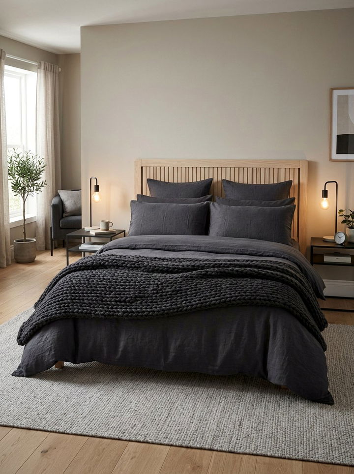 Dark Gray Charcoal Bedding - 30 bedroom gray bedding ideas