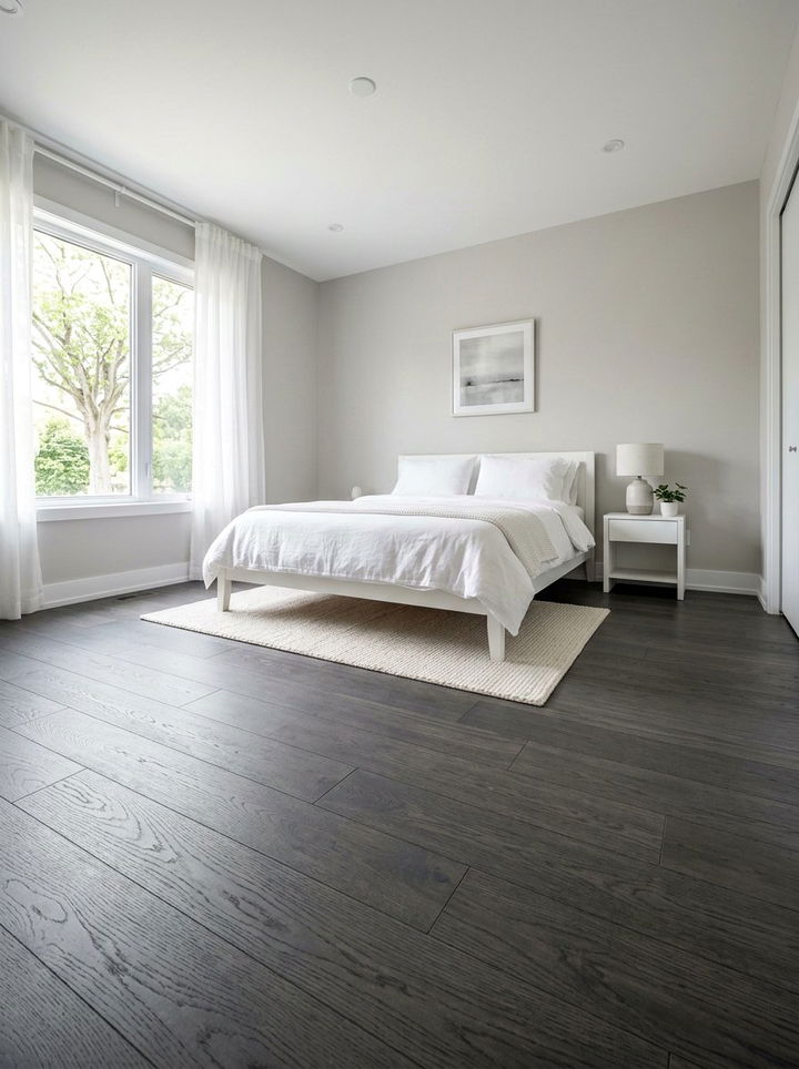 Dark Gray Floor - 30 gray bedroom decor ideas