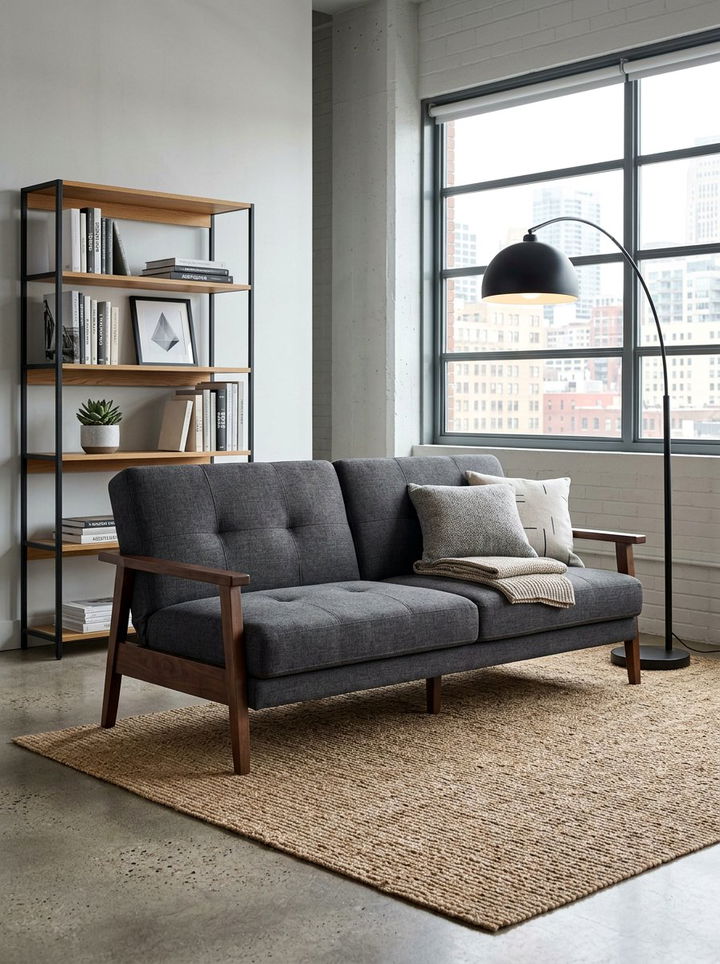 Dark Gray Futon With Arms - 30 bedroom sofa bed ideas