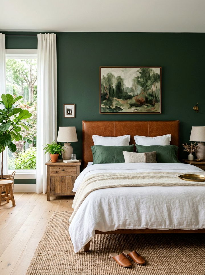 Dark Green Accent Wall - 30 dark bedroom accent wall ideas