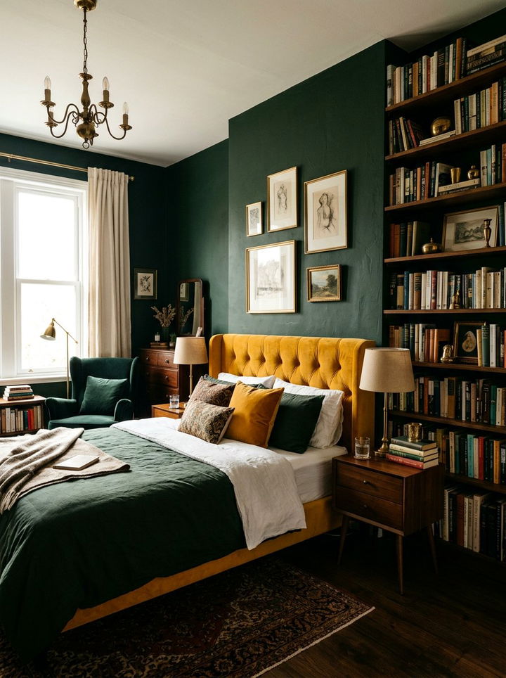 Dark Green And Marigold Yellow Bedroom - 30 yellow green bedroom ideas