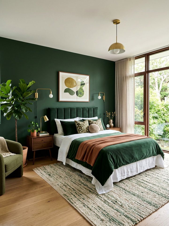 Dark Green Bedroom - 30 moody bedroom color ideas