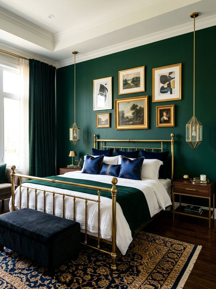 Dark Green Bedroom Gold Accents - 30 emerald green accent wall bedroom